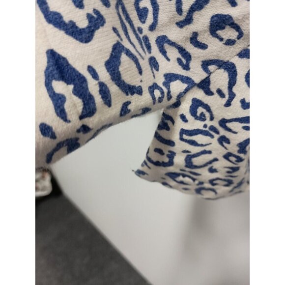 Vicki Wayne Womens Sweater 2X Off White Blue Animal Print Beaded V-Neck Pullover - Picture 5 of 8